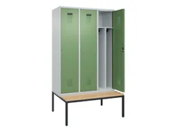locker met bank,voor scheiding van kleding,HxBxD 2120x1200x815mm,3vak