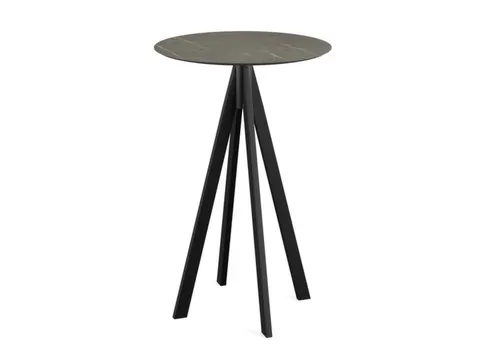 statafel,HxØ 1090x700mm,rond,4voeten zwart,blad HPL Midnight Marble