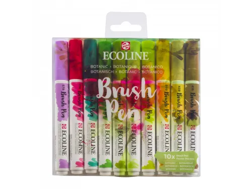 Brushpen Talens Ecoline set botanisch blister à 10 stuks assorti