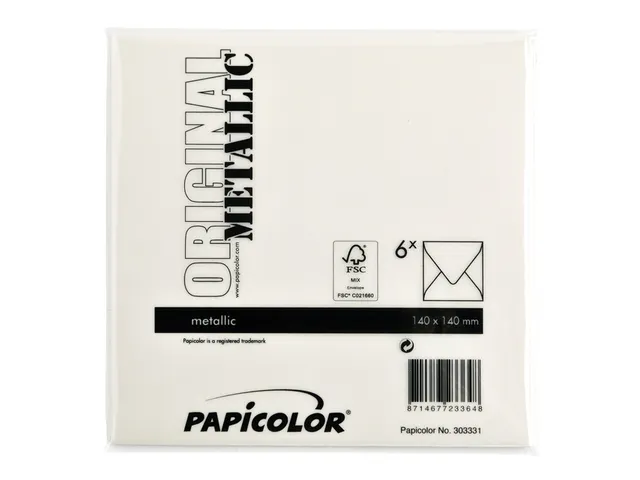 Envelop Papicolor 140x140mm Ivoor gegomd pak à 6 stuks