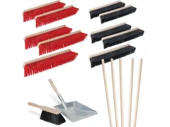 Bezemset,5xpaardenhaar,5xstraatbezem,10xsteel,1xstoffer+blik