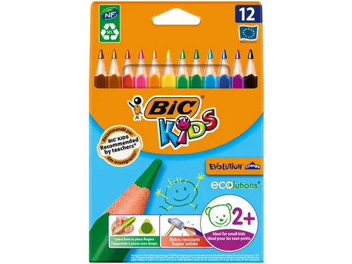 Kleurpotloden BicKids Evolution ecolutions triangle assorti 12 stuks
