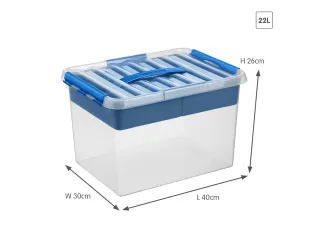 Q-line opbergbox 22L met bakje transparant blauw - 40x30x26cm - 2