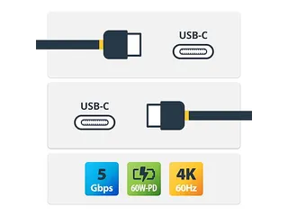 2 meter USB-C kabel 5Gbps 60W Power Delivery en 4K video - 3