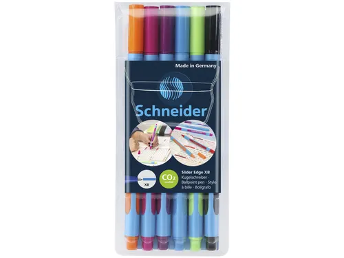 Balpen Schneider Slider Edge extra breed assorti etui à 6 stuks