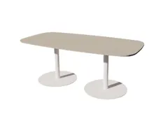 Linesto vergadertafel 200x100 deens ovaal lichtgrijs 25mm wit