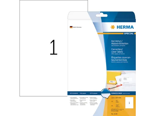 Correctie Etiket Herma 4230 210x297mm A4 Wit 25 stuks