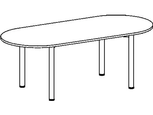 vergadertafel HxBxD 72x200x90cm ovaal 4voeten Lichtgrijs Alu