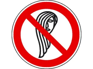 verbodsbord,Verboden te bedienen met lang haar,PVC,Ø 50mm - 1