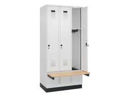 locker met bank,HxBxD 1950x900x815mm,3vak,vak B 300mm,draaigrendel