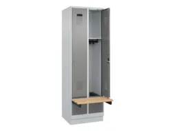 locker met bank,HxBxD 1950x600x815mm,2vak,vak B 300mm,cilinderslot