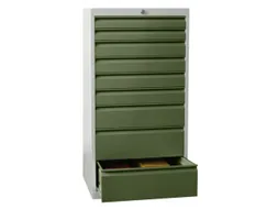 ladekast HxBxD 1200x500x600mm 9laden cilinderslot RAL7035 front RAL601
