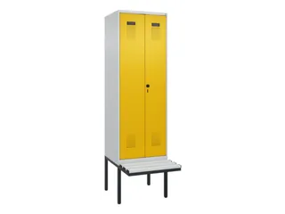 PBM-locker met bank,HxBxD 2120x600x815mm,2vak,vak B 300mm,draaigrendel - 2