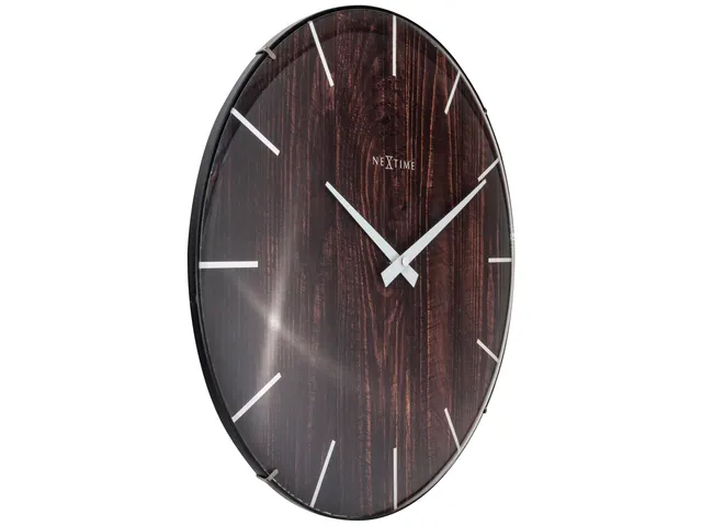 Horloge murale NeXtime 'Edge-Wood-Dome' Ø35cm plastique marron