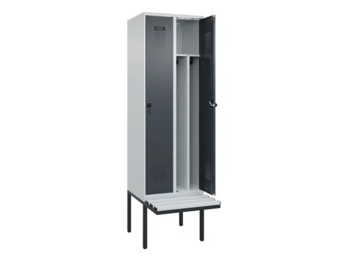 locker met bank,voor scheiding van kleding,HxBxD 2120x600x815mm,2vak