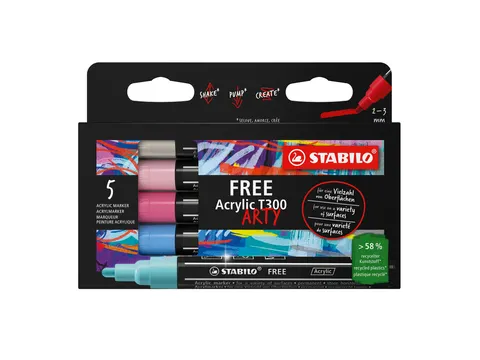 Acrylmarker STABILO Free Acrylic T300 Candy assorti 5 stuks