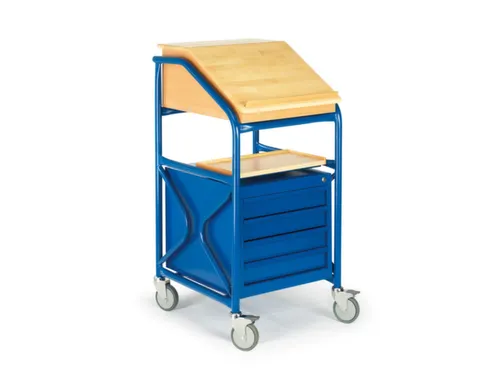 Verrijdbare lessenaar,HxBxD 1240x630x690mm,m. Lade,klapdeksel,4lade(n)