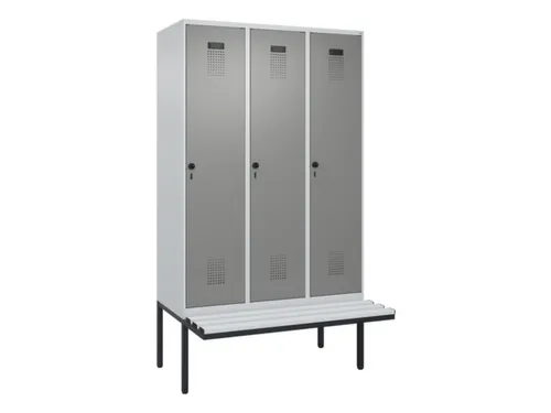 locker met bank,voor scheiding van kleding,HxBxD 2120x1200x815mm,3vak