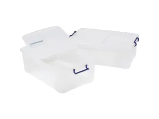 Opbergbox Plastic Transparant 50 Liter met Gedeelde Deksel - 2