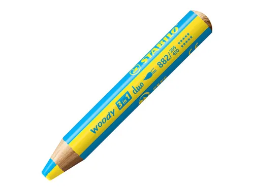 Kleurpotloden STABILO 882 woody 3 in 1 duo puntenslijper ass 6st
