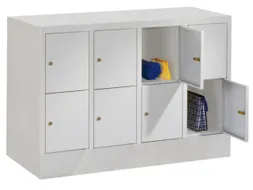 lockerkast,HxBxD 855x1200x500mm,4x2vakken,RAL7035,front RAL7035
