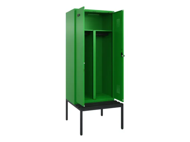 PBM-locker met bank,HxBxD 2120x800x815mm,2vak,vak B 400mm,draaigrendel
