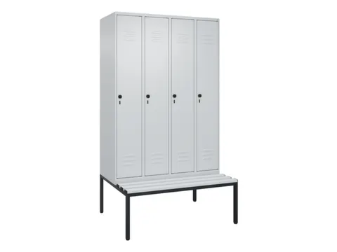 locker met bank,HxBxD 2120x1200x815mm,4vak,vak B 300mm,draaigrendel
