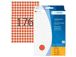 HERMA 2212 Multipurpose etiketten Rond 8mm Rood 5632 stuks
