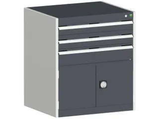 ladekast HxBxD 900x800x525mm 3laden RAL7035 front RAL7016 - 1