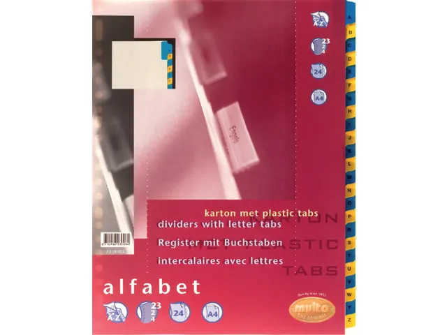 Tabbladen Multo A4 23-gaats 24-delig A-Z blauw/geel karton 170gr