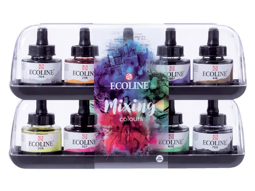 Inkt Talens Ecoline met pipet additional set à 10 assorti kleuren