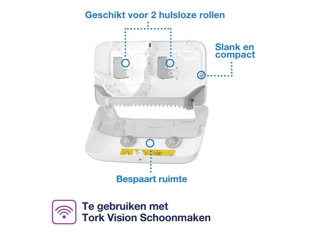 Tork 558040 T7 OptiServe Hulsloos Toiletpapier Dispenser Elevation Wit