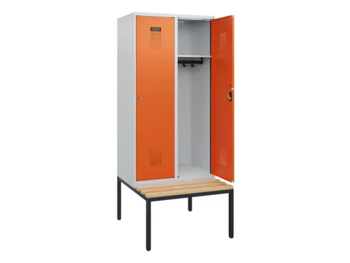 locker met bank,HxBxD 1950x800x815mm,2vak,vak B 400mm,cilinderslot