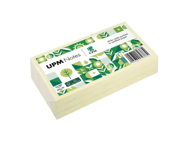 UPM notes 125x75 pastel geel pak 6x 100 vel