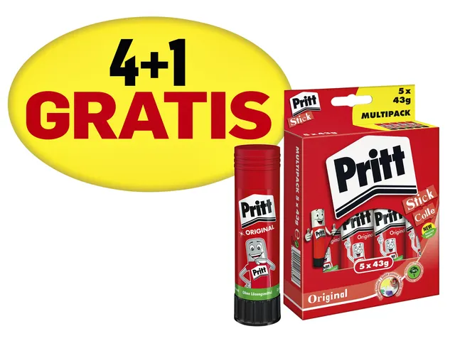 Lijmstift Pritt Original Groot 43gr Promopack 4+1 gratis