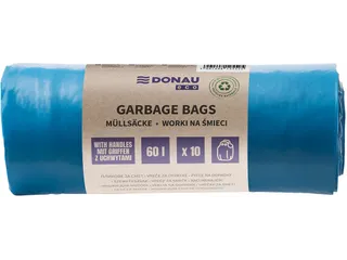 Donau Eco vuilniszak met handvatten LDPE 30 micron 60L 10 stuks blauw - 3