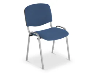 Bezoekersstoel,4Voeten Ovale Buis Aluminium-Zilver,Zitting Stof Blauw - 1