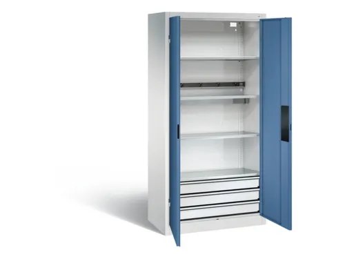 acculaadkast 1950x930x500mm 5stekkerdozen 230V cil.-slot front RAL5023