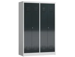 garderobekast HxBxD 1800x1185x500mm 4vak klink RAL7035 RAL7016