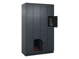 lockerkast,HxBxD 1950x1200x500mm,4x4vakken,vak B 300mm,cil.-slot