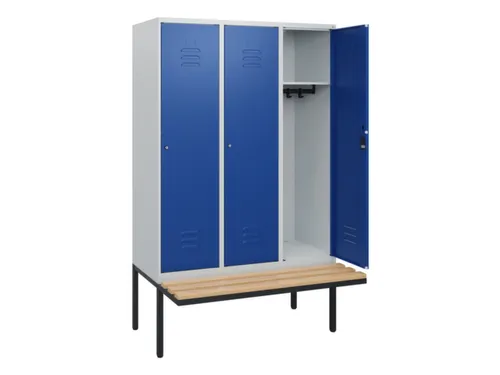 locker met bank,HxBxD 1950x1200x815mm,3vak,vak B 400mm,cil.-slot