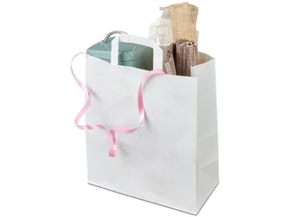 Papieren zak Kraft Wit met Handvat 28x22cm 70 Gram 250 Stuks - 2