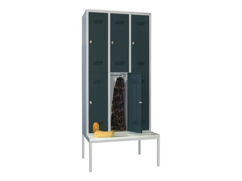 banklocker,dubbeldeks,HxBxD 2150x900x800mm,RAL7035,front RAL7016