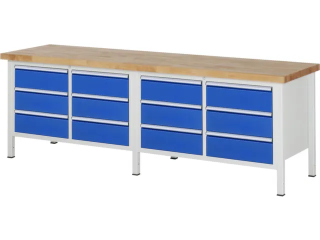 werkbank,HxBxD 840-1040x2500x700mm,beukblad,draagverm. 1250kg