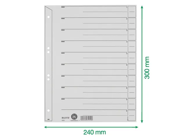 Scheidingsbladen Leitz A4 karton 200gr 6-gaats grijs
