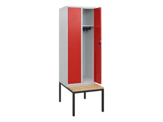 locker met bank,HxBxD 1950x600x815mm,2vak,vak B 300mm,cil.-slot - 2
