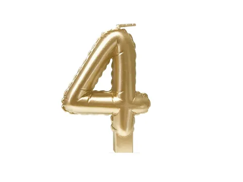 Verjaardagskaars cijfer 4 Folieballon Goud 10cm