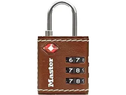 Hangslot Masterlock 3-cijfer combinatie 30mm TSA Bruin leer