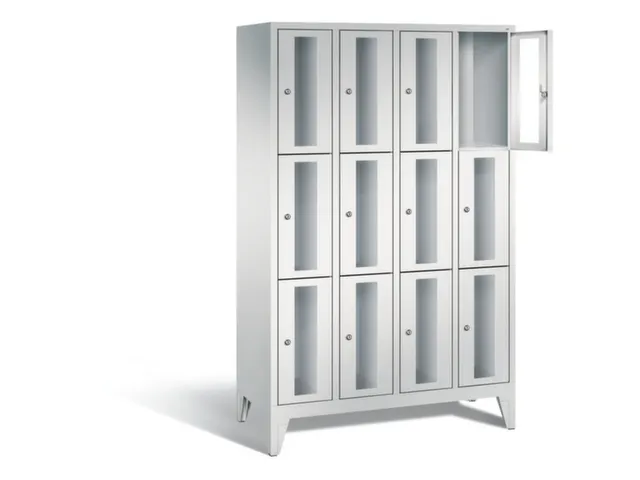 lockerkast 1850x1190x500mm 4x3 vakken Cilinderslot Poten, RAL7035