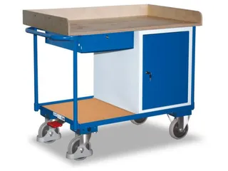 Tafel- En Kastwagen 400kg Laadvl. 1125x625mm 2 Etages 1 Kast 1 Lade - 2